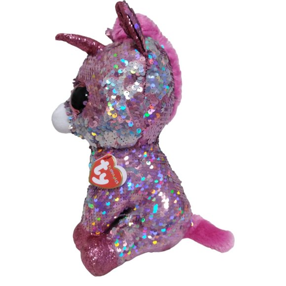 Ty Flippables Unicorn Pink Stuffed Animal Sequins Sparkle Birthday April… - Picture 3 of 7